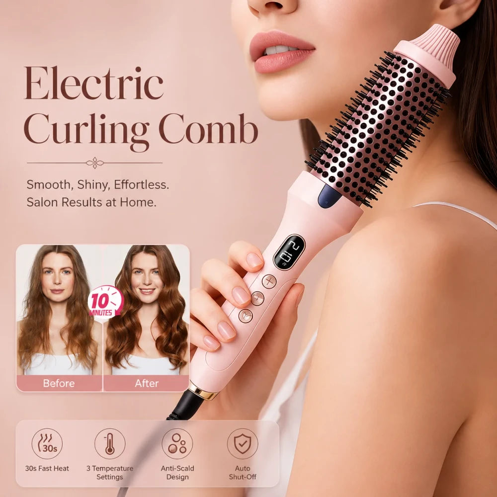 Dual Purpose Hair Straightening Curling Brush
