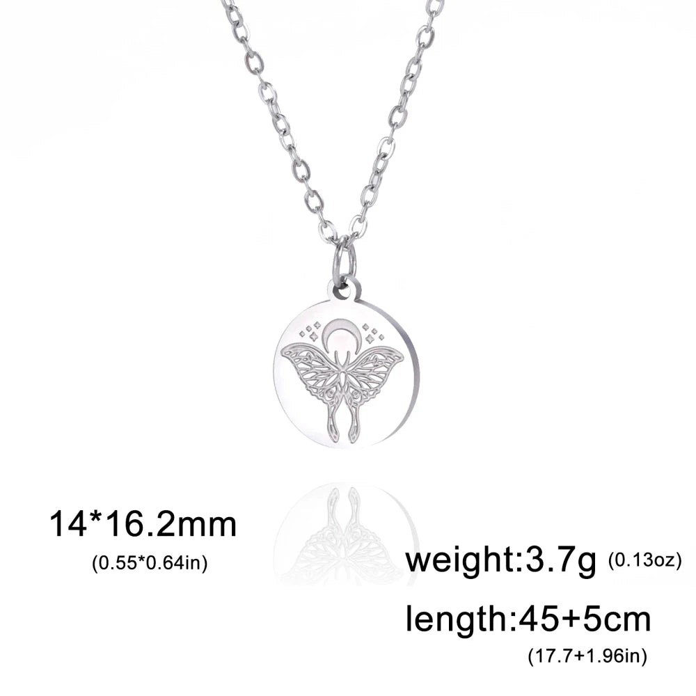 Moon Moth Disc Pendant Necklace