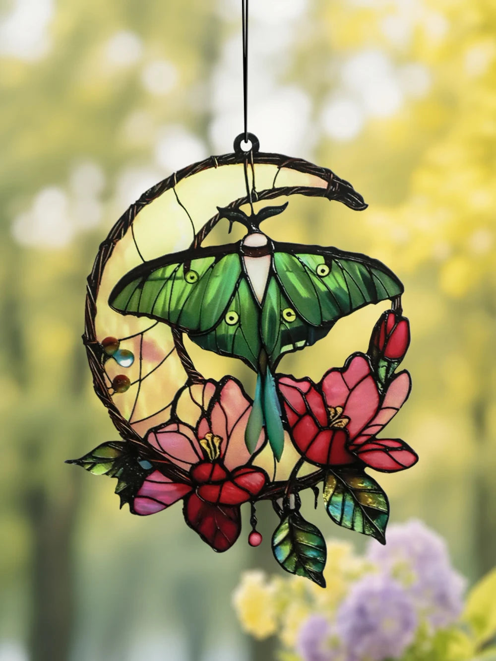 Luna Moth Crescent Moon Suncatcher