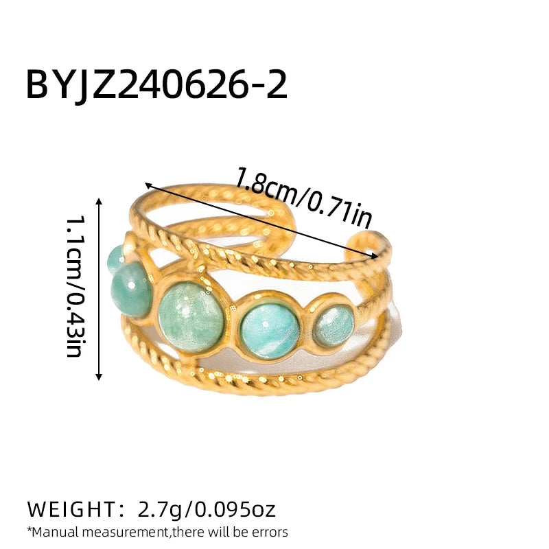 Natural Stone Stainless Steel Statement Ring
