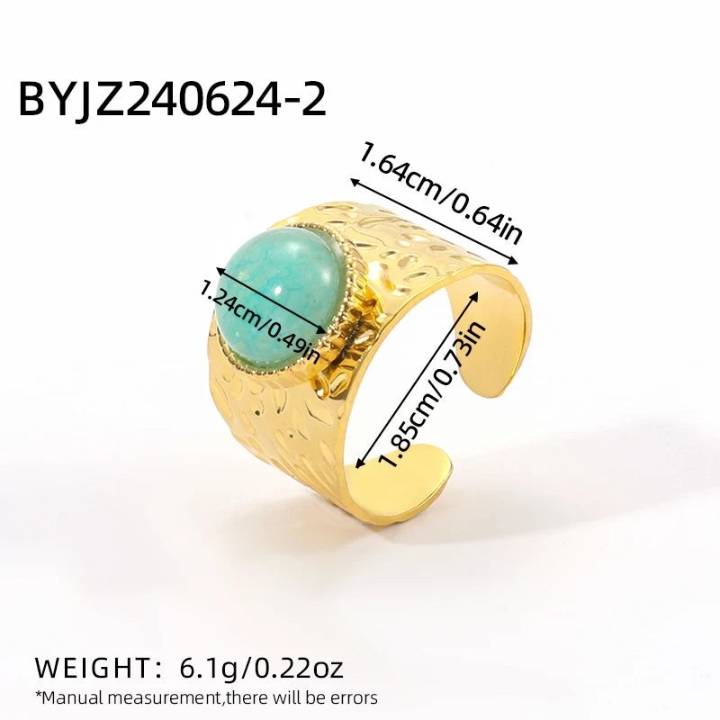 Natural Stone Stainless Steel Statement Ring