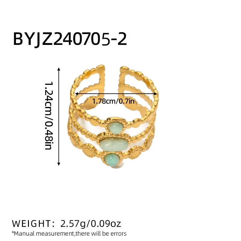 Natural Stone Stainless Steel Statement Ring