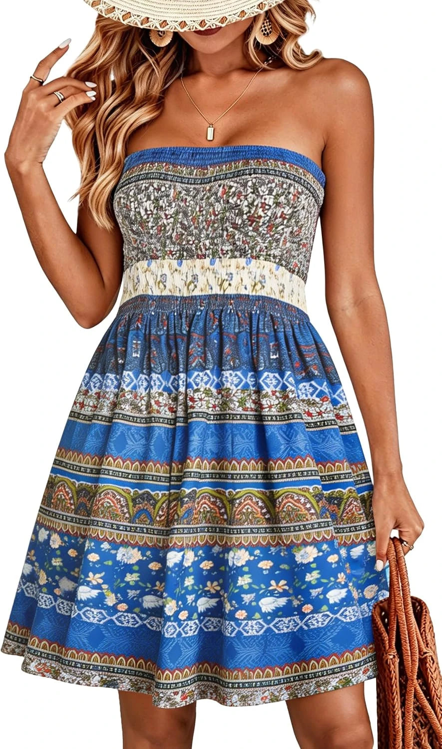 Boho Floral Strapless Sundress
