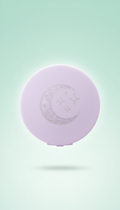 Pastel lavender cosmetic compact with moon motif