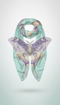 Celestial Mint silk scarf with luna moth motif