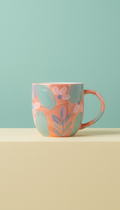 Hand-painted ceramic mug with botanical motif