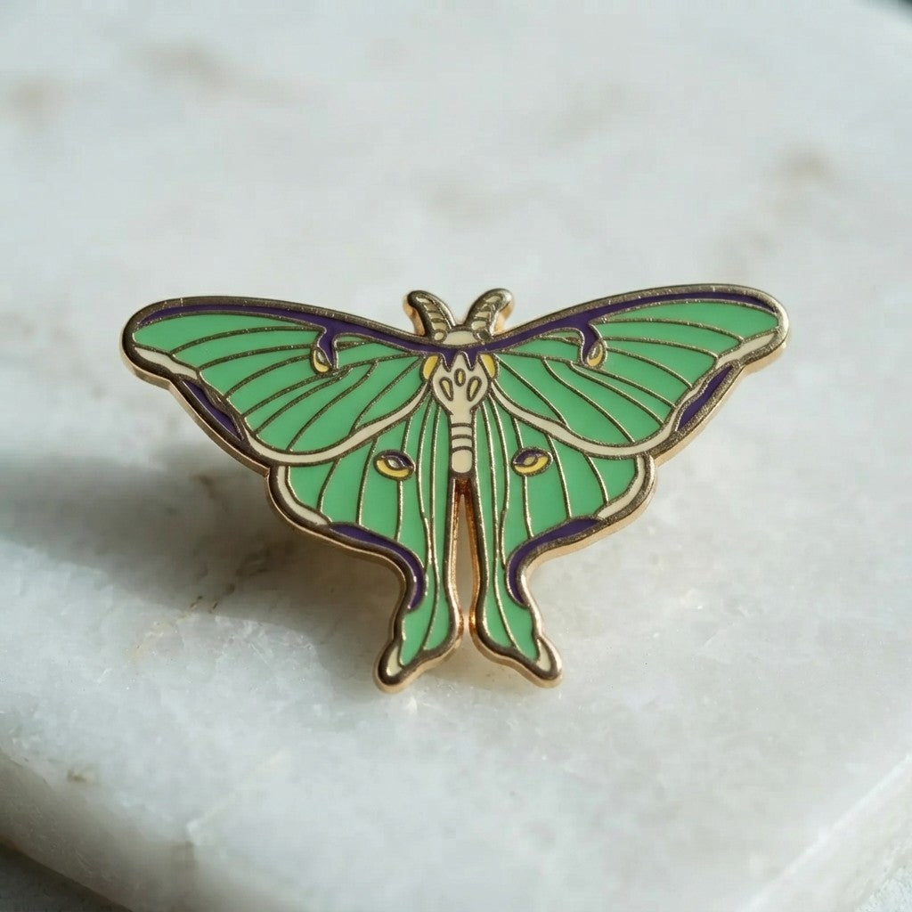 Lunar Moth Enamel Brooch
